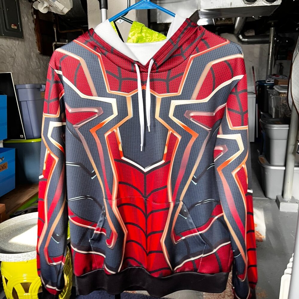 Spiderman Hoodie ~ Size Boys 18-20/Mens Small ~ Avengers 4 Endgame Iron Spider